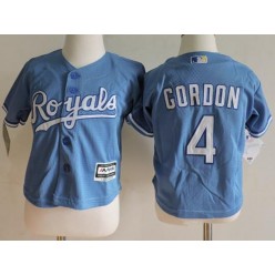 MLB Kansas City Royals 4 Alex Gordon Light Blue Cool Base Toddler Jersey