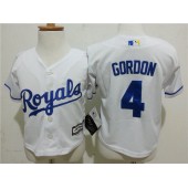 MLB Kansas City Royals 4 Alex Gordon White Cool Base Toddler Jersey