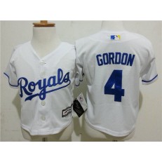 MLB Kansas City Royals 4 Alex Gordon White Cool Base Toddler Jersey