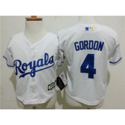 MLB Kansas City Royals 4 Alex Gordon White Cool Base Toddler Jersey