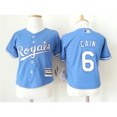 MLB Kansas City Royals 6 Lorenzo Cain Light Blue Alternate Cool Base Toddler Jersey