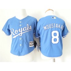 MLB Kansas City Royals 8 Mike Moustakas Light Blue Alternate Cool Base Toddler Jersey
