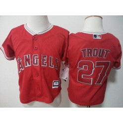 MLB Los Angeles Angels 27 Mike Trout Red New Cool Base Toddler Jersey