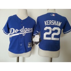 MLB Los Angeles Dodgers 22 Clayton Kershaw Blue Cool Base Toddler Jersey