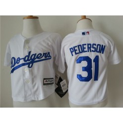 MLB Los Angeles Dodgers 31 Joc Pederson White Cool Base Toddler Jersey
