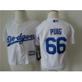 MLB Los Angeles Dodgers 66 Yasiel Puig White Cool Base Toddler Jersey