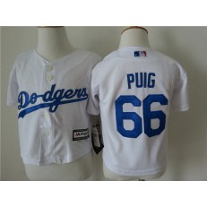 MLB Los Angeles Dodgers 66 Yasiel Puig White Cool Base Toddler Jersey