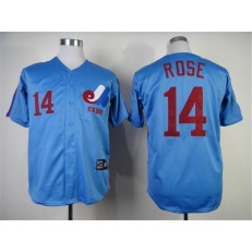MLB Montreal Expos 14 Pete Rose 1982 Blue Throwback Men Jersey