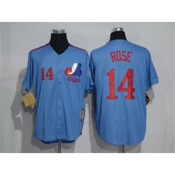 MLB Montreal Expos 14 Pete Rose 1982 Royal Blue Majestic Cool Base Cooperstown Collection Player Men Jersey