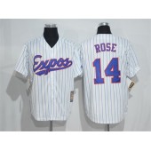 MLB Montreal Expos 14 Pete Rose 1982 White Pinstripe Majestic Cool Base Cooperstown Collection Player Men Jersey
