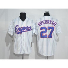MLB Montreal Expos 27 Vladimir Guerrero 1982 White Pinstripe Majestic Cool Base Cooperstown Collection Player Men Jersey
