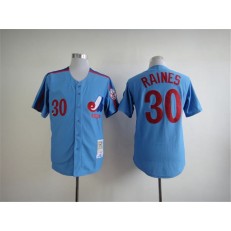 MLB Montreal Expos 30 Tim Raines 1982 Blue Throwback Men Jersey
