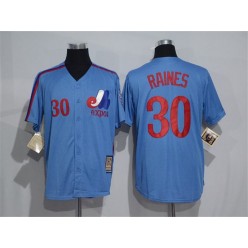 MLB Montreal Expos 30 Tim Raines 1982 Royal Blue Majestic Cool Base Cooperstown Collection Player Men Jersey