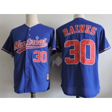 MLB Montreal Expos 30 Tim Raines Blue Mitchell And Ness 2004 Throwback Stitched Men Jersey