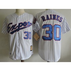MLB Montreal Expos 30 Tim Raines White With Blue Pinstripe 1982 Throwback Men Jersey