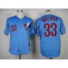 MLB Montreal Expos 33 Larry Walker Blue Throwback Men Jersey