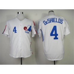 MLB Montreal Expos 4 Delino DeShields 1982 White Throwback Men Jersey