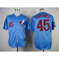 MLB Montreal Expos 45 Pedro Martinez 1982 Blue Throwback Men Jersey