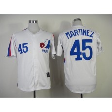 MLB Montreal Expos 45 Pedro Martinez 1982 White Throwback Men Jersey