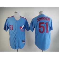 MLB Montreal Expos 51 Randy Johnson 1982 Blue Throwback Men Jersey