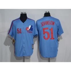 MLB Montreal Expos 51 Randy Johnson 1982 Royal Blue Majestic Cool Base Cooperstown Collection Player Men Jersey