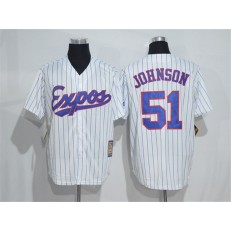 MLB Montreal Expos 51 Randy Johnson 1982 White Pinstripe Majestic Cool Base Cooperstown Collection Player Men Jersey