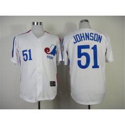 MLB Montreal Expos 51 Randy Johnson 1982 White Throwback Men Jersey