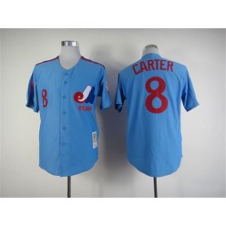MLB Montreal Expos 8 Gray Carter 1982 Blue Throwback Men Jersey