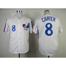 MLB Montreal Expos 8 Gray Carter 1982 White Throwback Men Jersey