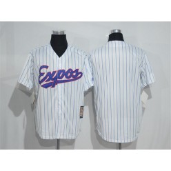 MLB Montreal Expos Blank 1982 White Pinstripe Majestic Cool Base Cooperstown Collection Player Men Jersey