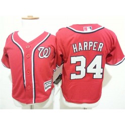 MLB Washington Nationals 34 Bryce Harper Red Cool Base Toddler Jersey