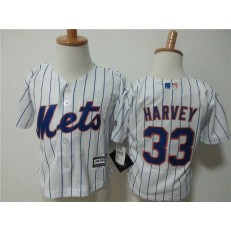 MLB New York Mets 33 Matt Harvey Home White Pinstripe Cool Base Toddler Jersey