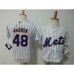 MLB New York Mets 48 Jacob DeGrom Home White Pinstripe Cool Base Toddler Jersey