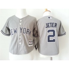 MLB New York Yankees 2 Derek Jeter Grey Cool Base Toddler Jersey