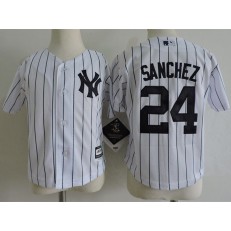 MLB New York Yankees 24 Gary Sanchez White Cool Base Toddler Jersey