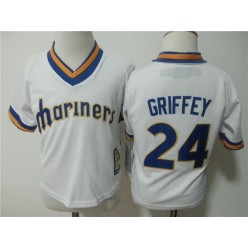 MLB Seattle Mariners 24 Ken Griffey White Pullover Toddler Jersey