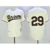 MLB St. Louis Browns 29 Satchel Paige Cream Mitchell And Ness 1953 Throwback Stitched Men Jersey