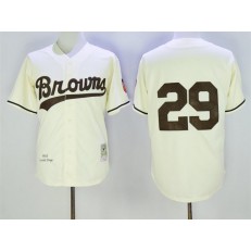 MLB St. Louis Browns 29 Satchel Paige Cream Mitchell And Ness 1953 Throwback Stitched Men Jersey