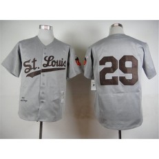 MLB St. Louis Browns 29 Satchel Paige Grey Mitchell And Ness 1953 Stitched Men Jersey