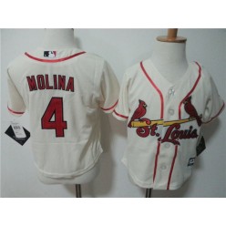 MLB St. Louis Cardinals 4 Yadier Molina Cream Cool Base Toddler Jersey