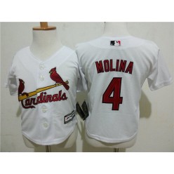 MLB St. Louis Cardinals 4 Yadier Molina White Cool Base Toddler Jersey