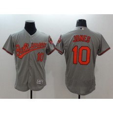 MLB Baltimore Orioles 10 Adam Jones Grey Flexbase Authentic Collection Stitched Men Jersey