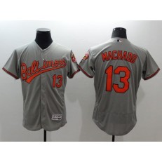 MLB Baltimore Orioles 13 Manny Machado Grey Flexbase Authentic Collection Stitched Men Jersey