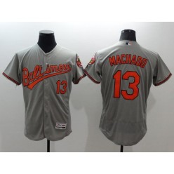MLB Baltimore Orioles 13 Manny Machado Grey Flexbase Authentic Collection Stitched Men Jersey