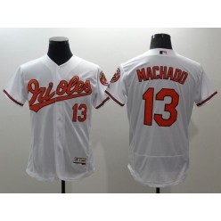 MLB Baltimore Orioles 13 Manny Machado White Flexbase Authentic Collection Stitched Men Jersey