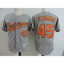 MLB Baltimore Orioles 45 Mark Trumbo Grey Flexbase Baseball Men Jersey