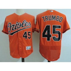 MLB Baltimore Orioles 45 Mark Trumbo Orange Flexbase Baseball Men Jersey