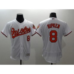MLB Baltimore Orioles 8 Cal Ripken White Flexbase Authentic Collection Stitched Men Jersey