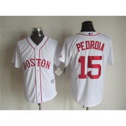 MLB Boston Red Sox 15 Dustin Pedroia Alternate White 2015 Cool Base Men Jersey