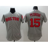 MLB Boston Red Sox 15 Dustin Pedroia Gray Flexbase 2016 Player Men Jersey